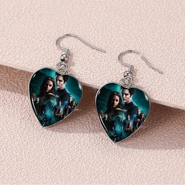 Twilight movie inspired heart-shaped glass dome earrings