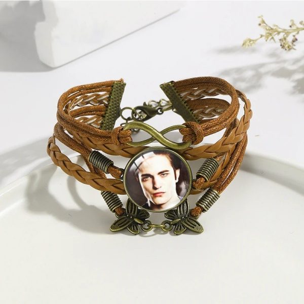 Twilight movie black and brown multi-layer leather bracelet for men