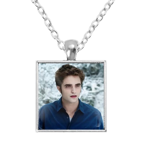 Twilight square pendant necklace with Bella, Edward, Jacob, and Renesmee