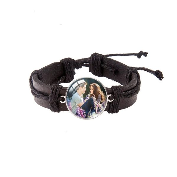 Twilight Edward Bella leather bracelet with glass dome