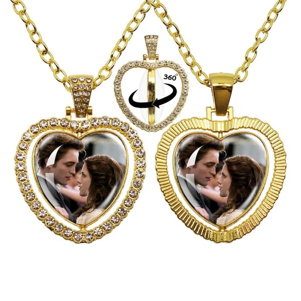 Twilight-inspired glass heart double sided necklace