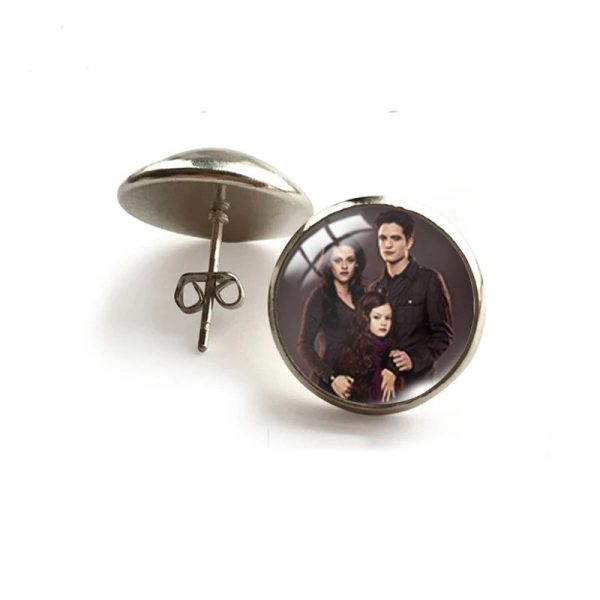Twilight Cullen family round stud earrings glass dome