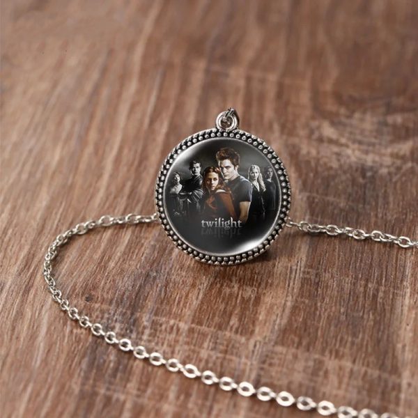 Twilight Bella Edward antique glass dome necklace