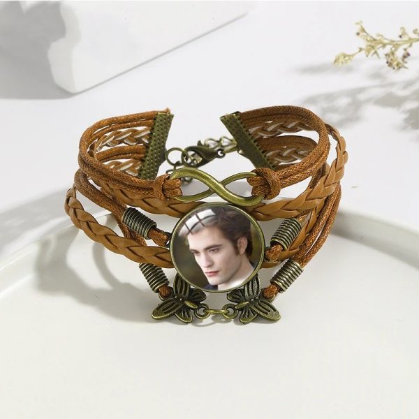 Twilight movie black and brown multi-layer leather bracelet for men