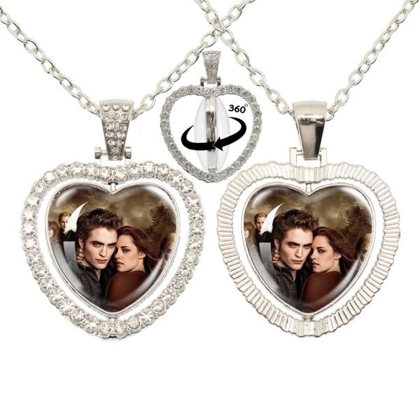 Twilight-inspired glass heart double sided necklace