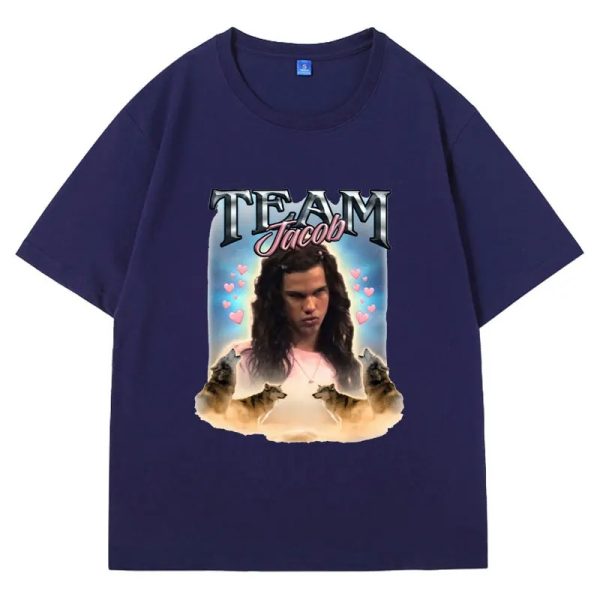 Funny Team Jacob fan collage printed oversized T-shirt for men and women, soft summer cotton with short sleeves.