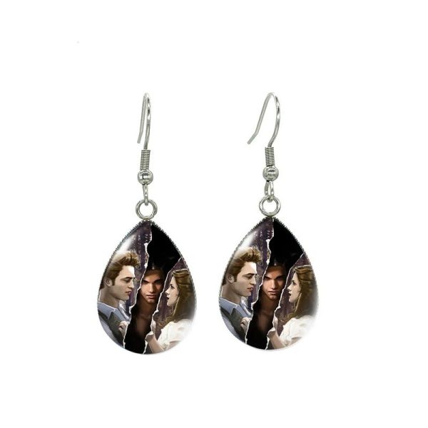 Handcrafted Twilight Bella and Edward glass cabochon earrings