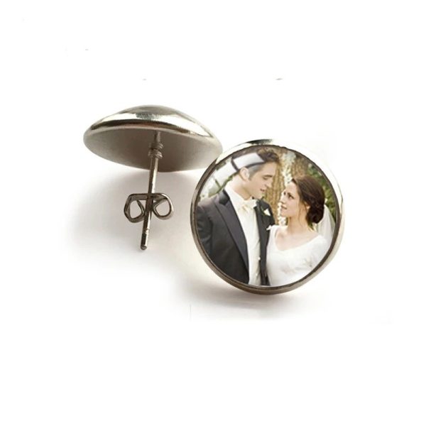 Twilight Cullen family round stud earrings glass dome