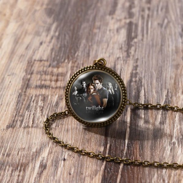 Twilight Bella Edward antique glass dome necklace