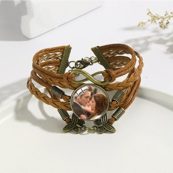 Twilight movie black and brown multi-layer leather bracelet for men