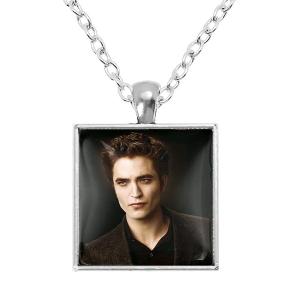 Twilight square pendant necklace with Bella, Edward, Jacob, and Renesmee
