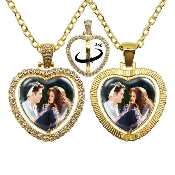Twilight-inspired glass heart double sided necklace