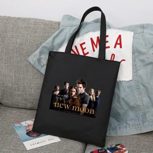 Twilight black canvas tote bag for men and women