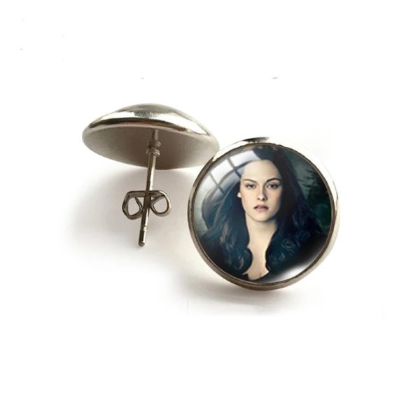 Twilight Cullen family round stud earrings glass dome