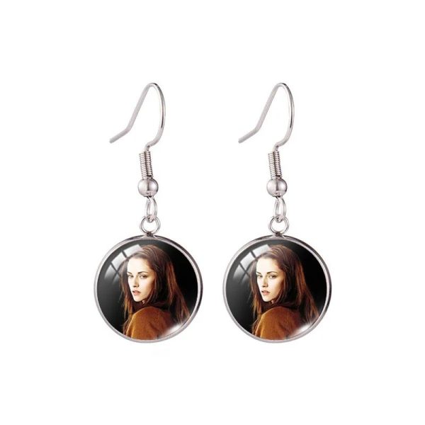 Twilight Edward Jacob round photo fish hook earrings
