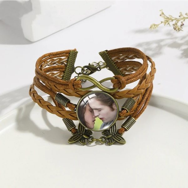 Twilight movie black and brown multi-layer leather bracelet for men