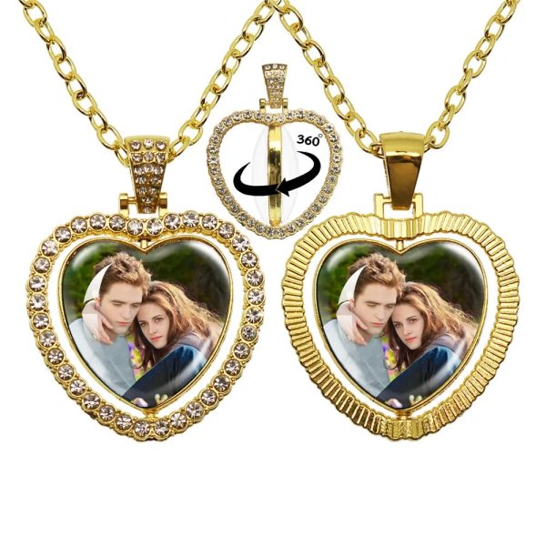 Twilight-inspired glass heart double sided necklace