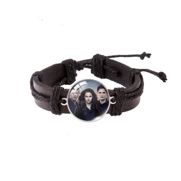 Twilight Edward Bella leather bracelet with glass dome