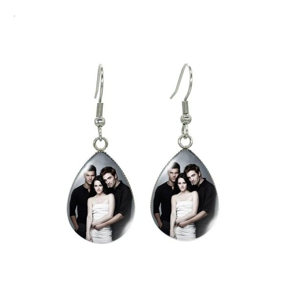 Handcrafted Twilight Bella and Edward glass cabochon earrings