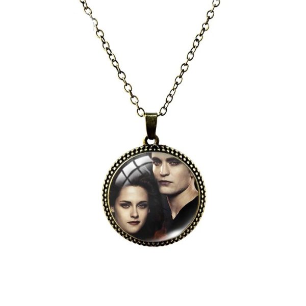 Twilight movie pattern 1 inch glass cabochon antique necklace