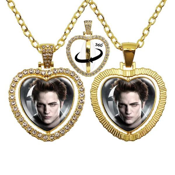 Twilight-inspired glass heart double sided necklace