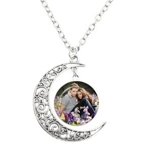 Twilight moon pendant necklace glass cabochon Bella Edward Jacob