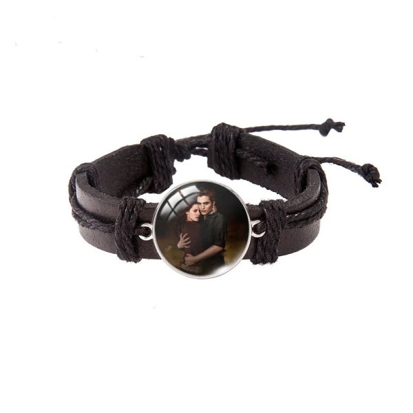 Twilight Edward Bella leather bracelet with glass dome