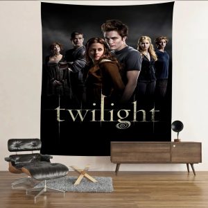 Twilight-inspired bohemian wall tapestry with colorful mandala design