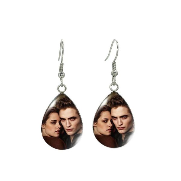 Handcrafted Twilight Bella and Edward glass cabochon earrings