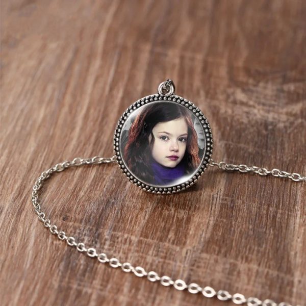 Twilight Bella Edward antique glass dome necklace