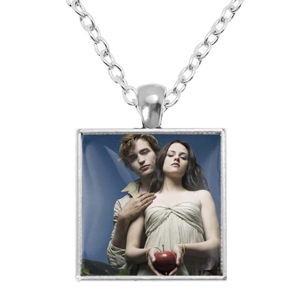 Twilight square pendant necklace with Bella, Edward, Jacob, and Renesmee