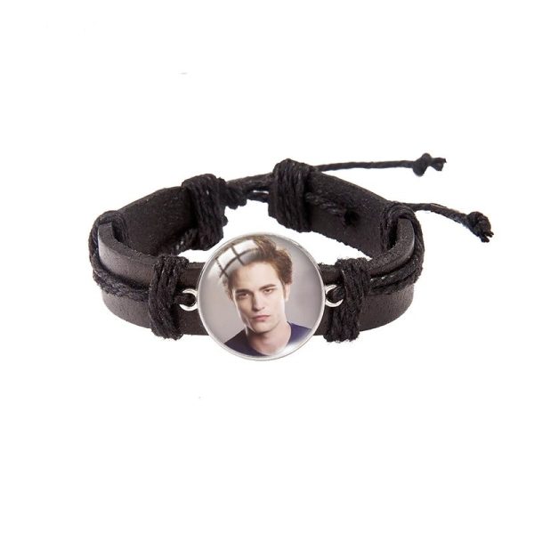 Twilight Edward Bella leather bracelet with glass dome
