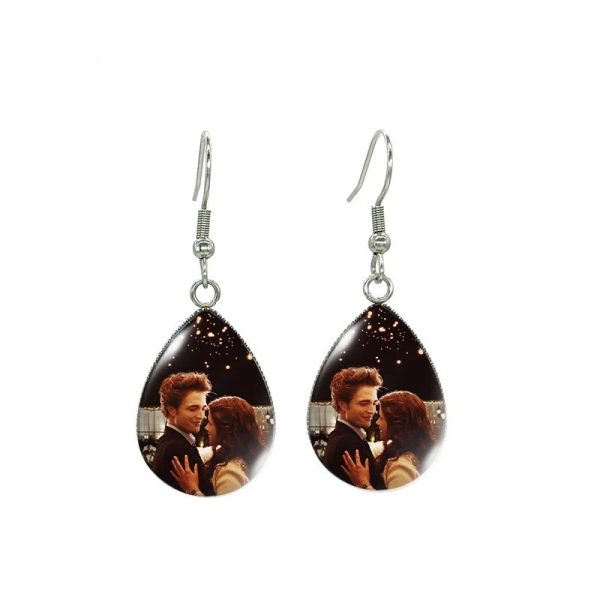 Handcrafted Twilight Bella and Edward glass cabochon earrings