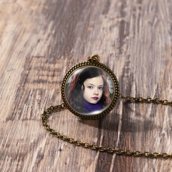 Twilight Bella Edward antique glass dome necklace