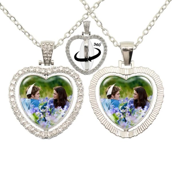 Twilight-inspired glass heart double sided necklace