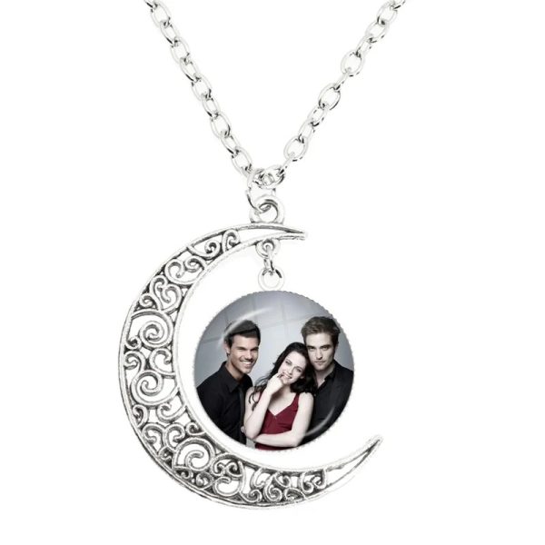 Twilight moon pendant necklace glass cabochon Bella Edward Jacob