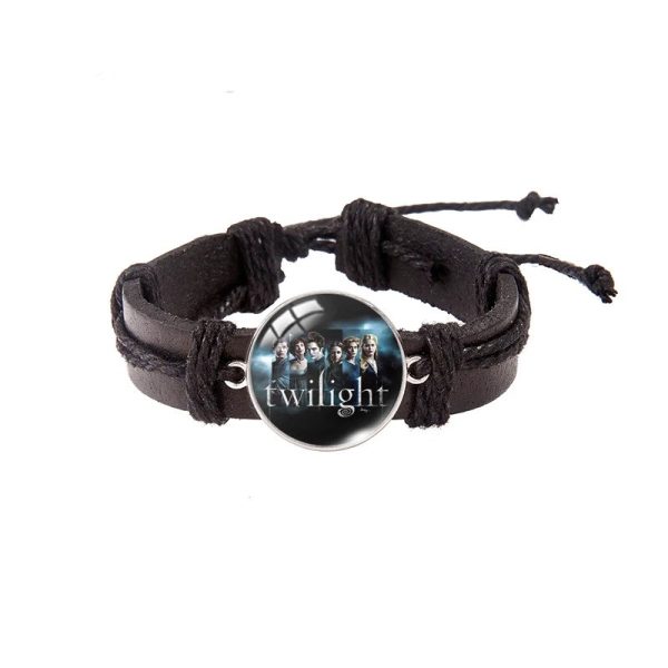 Twilight Edward Bella leather bracelet with glass dome